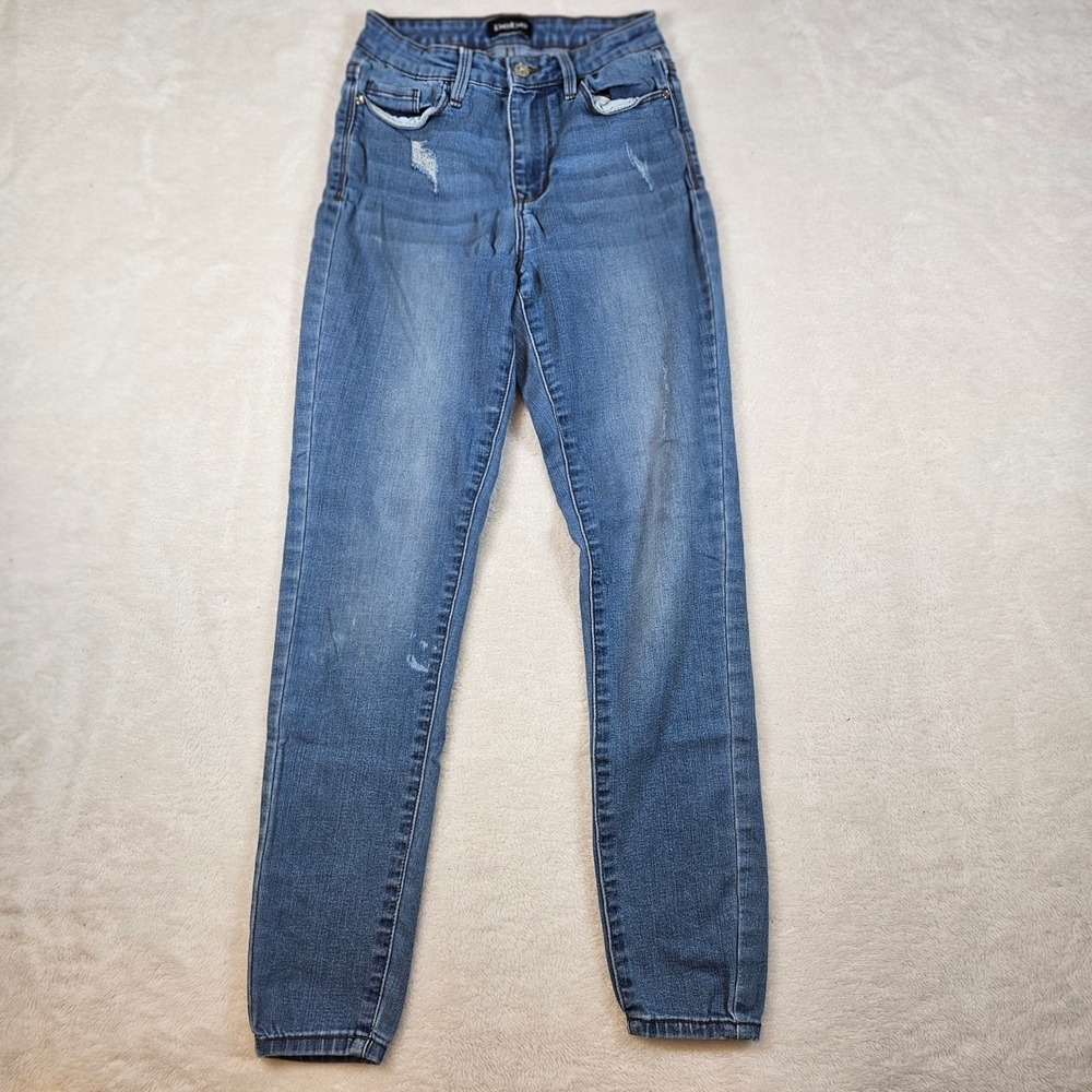 bebe Tahiti Wash Distressed High Rise Skinny Jeans Blue Size 26 15WDB005772-195